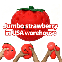 Mainan Squishy Stroberi Raksasa Grosir dari Gudang USA, Ukuran Jumbo 15*12cm, Mainan Squishy Anti Stres, Slow Rising, Stroberi Montok