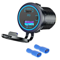 12V 24V 65W Type C PD QC3.0 Double prise chargeur USB pour ordinateur portable