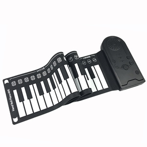 Piano plegable portátil de 49 teclas al por mayor, piano de desplazamiento portátil de silicona para estudiantes, teclado de mano digital plateado enrollable, piano - Product Image 2