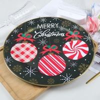 Plateau de service en plastique StarLuckINT de 13 pouces, design personnalisé, pour desserts et gâteaux de Noël, assiette de présentation