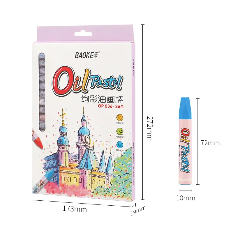 Set Gambar Seni Lukis Pastel Minyak Tidak Beracun 36 Multi Warna