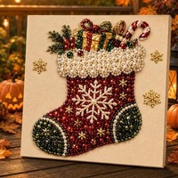Kit de Peinture Diamant DIY à Motifs de Dessins Animés de Noël, Cadre Inclus, Design Écologique pour la Maison et l'Intérieur - Vente Chaude