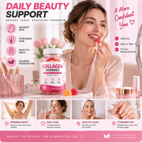 Gummies de Collagène Hydrolysé Peptides de Collagène Biotine Vitamine C Complément Cheveux Peau Ongles 2 Saveurs Variées Marque Privée Vente en Gros