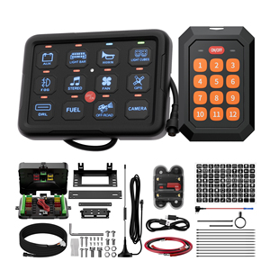 Système de relais SSR sans fil <span class=keywords><strong>à</strong></span> 12 interrupteurs, panneau de commande 12V 24V avec rétroéclairage RGB et modes de contrôle de circuit par interrupteur <span class=keywords><strong>à</strong></span> bascule et pulsé momentané - Product Image 1