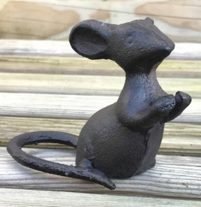 Juego de 2 ratones pesados de hierro fundido sólido, decoraciones de adorno de jardín interior, un ratón que habla y escucha, regalo decorativo - Product Image 3