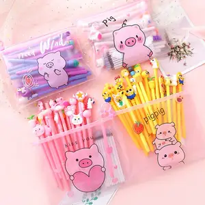 Stylos Gel japonaises, 10 pièces/lot, rechargeables, Logo Kawaii, Pack de 20 avec rechargeables