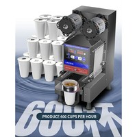 Scelleuse automatique de gobelets Baiwin 500 tasses/heure, thermoscellage à chaud et à froid pour gobelets PP, PE, PC, idéale pour les salons de thé, les boissons lactées et les desserts.