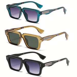 Gafas de Sol Personalizadas con Logotipo, Estilo Vintage 2025, Montura con Remaches, Lentes Degradadas, Protección UV400, Aleación, Cuadradas, Punk, para Hombre y Mujer - Product Image 1
