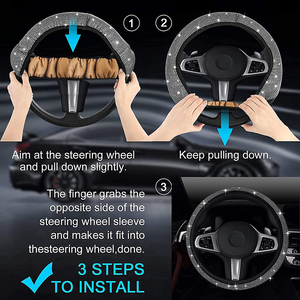 Cubierta de <span class=keywords><strong>volante</strong></span> de diamante ostentoso de cristal, accesorios de decoración Interior de coche <span class=keywords><strong>con</strong></span> diamantes de imitación, cubierta de coche elegante para estilo cómodo - Product Image 5