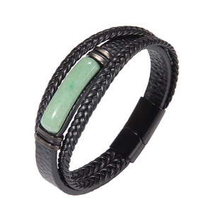 Men's <b>Tiger</b> <b>Eye</b> <b>Bracelet</b> Multi Layer Leather Bangle Magnetic Clasp Gift Jewelry 7.5 8.5 9 Inches Geometric Texture Design - Product Image 2
