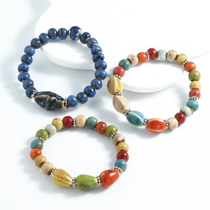 Pulsera de Cuentas de Cerámica de Estilo Neo-Chino, Colorida, de Estilo Nacional, con Cuentas de Estilo Literario Antiguo, Venta al por Mayor - Product Image 3