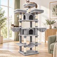 Arbre à chat multi-niveaux avec poteaux à gratter en sisal, perchoirs en peluche, condos pour chats, lits hamac, maisons pour plusieurs chats