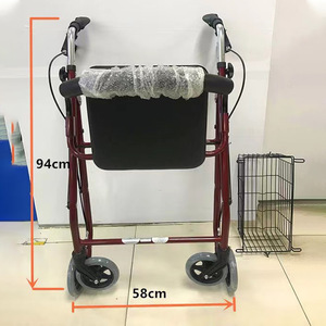 <b>Foldable</b> Walking Aid For Seniors Aluminum Alloy With Seat And Basket <b>Mobility</b> <b>Scooter</b> Pushable And Seatable - Product Image 3