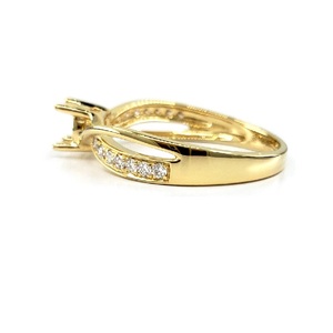 Custom Logo High End 18k Solid Yellow Gold Natural Diamond Classic Party Semi Mount Wedding Engagement <b>Ring</b> for Women - Product Image 2