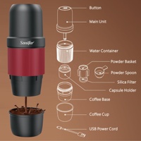 Cafetera Sonifer SF-3549 Multifuncional Recargable Inalámbrica Portátil para Hogar y Auto, Cafetera Express, Cafetera de Cápsulas