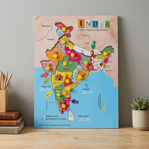 Rompecabezas de Madera del Mapa de la India, Juegos Educativos para Niños de 3+ Años y Adultos, Aprendizaje de Territorios, Rompecabezas para Estimular el Cerebro - Product Image 4