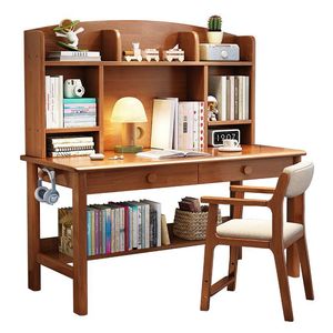 Childrens Study <b>Desk</b> <b>Solid</b> <b>Wood</b> Bookshelf Combination Modern Simple Home Bedroom Student Writing Office Computer <b>Desk</b> - Product Image 5
