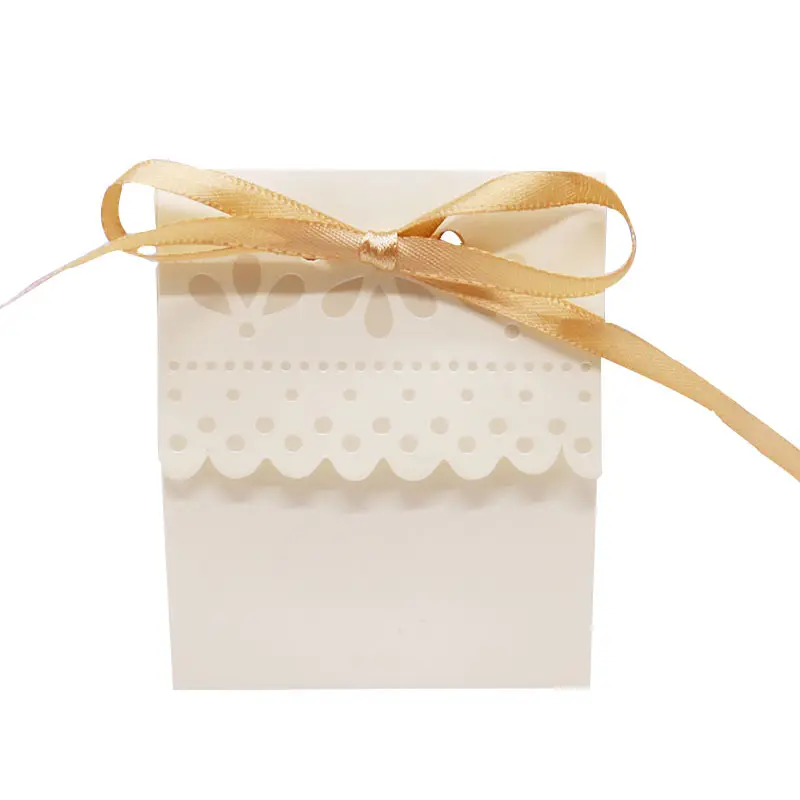 Kotak Hadiah Kertas Mini Kotak Permen Pernikahan Harga Murah dengan Pita Warna Berbeda