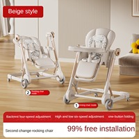 Chaise haute évolutive 2-en-1 pour enfants : table à manger, siège réglable, balancelle et chaise berçante pliable pour bébé