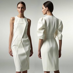 Kadınlar için özel A-Line Midi uzunluk yaz elbiseler nefes şifon kumaş rahat ofis ve balo parti giymek - Product Image 4