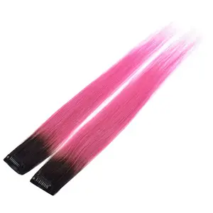 Двухцветная красная фиолетовая заколка для наращивания человеческих волос