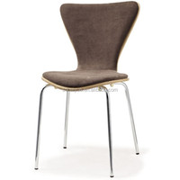 Chaise de salle à manger et de repos en tissu marron, avec pieds en acier chromé