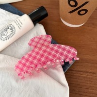 Pince à cheveux YJL Printemps-Été à motif quadrillé rose et jaune, pour queue de cheval haute, personnalisable avec logo, accessoires capillaires tendance pour filles