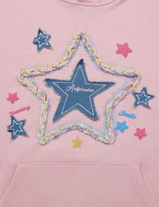 Sudaderas con capucha de gran tamaño para mujer Star Graphic Fleece con capucha Streetwear Sudaderas unisex Pullover con bolsillo - Product Image 4