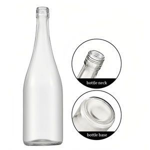 Botella de Vidrio Transparente de 750 ml Personalizada, Color Ámbar Negro, para Champán, Vino, Licor, Tequila, Brandy - Product Image 5