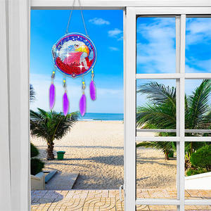 Nouveau décoratif diamant peinture bricolage acrylique artisanat capteur de rêves suspendu plume carillons éoliens 5D Point perceuse diamant peinture - Product Image 4