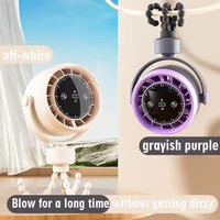 Rechargeable par USB 720 °   Mini ventilateur sans pales, moteur sans balais, portable, flexible, avec pince trépied, design pieuvre, pour poussettes de bébé