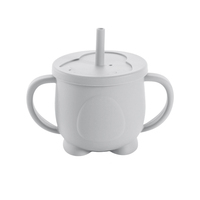 Gobelet à boire en silicone de qualité alimentaire pour bébé, personnalisé, avec paille et couvercle, fabricant, vente en gros, gobelet anti-fuite, vaisselle pour enfants