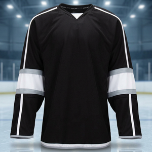 Maillot de hockey sur glace personnalisé pour homme, noir, col en V, manches longues, sublimation, évacuation de l'humidité, polyester/coton, logo personnalisé, nom de l'équipe - Product Image 3