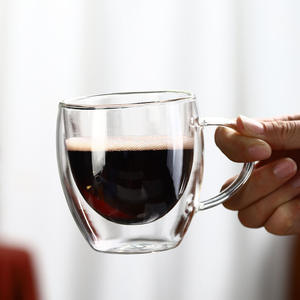 Ensemble de tasse à café transparente, avec poignée et couvercle, noir - Product Image 1