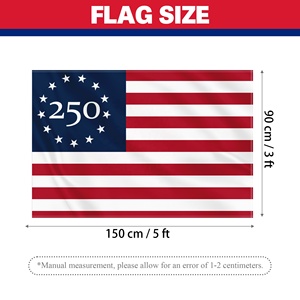 Drapeau personnalisé en polyester 3x5 pieds pour l'extérieur, commémorant le <span class=keywords><strong>250e</strong></span> anniversaire des États-Unis - Product Image 2