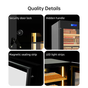 Armoire à cigares électrique en acier inoxydable à faible consommation d'énergie, contrôle constant de la température et de l'humidité, capacité de 98 L, serrure de sécurité - Product Image 6