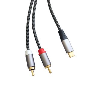 Câbles adaptateurs audio auxiliaires USB C numériques noir et blanc vers 2 <span class=keywords><strong>RCA</strong></span> mâle vers mâle pour haut-parleurs domestiques/de voiture - Product Image 6