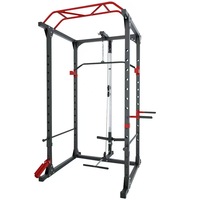 Rack à Squats et Crossover à Câbles en Acier 50x50mm, Réglable sur 12 Niveaux, Double Poulie, Rangement de Poids, Cage de Musculation pour Salle de Sport à Domicile, Unisexe