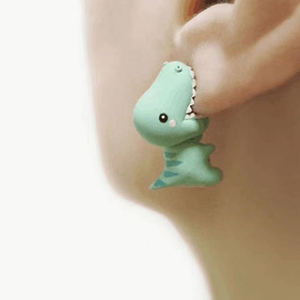 Pendientes de resina con diseño de dinosaurio y tiburón para mujer y niña, joyería divertida, con cierre de tuerca, con dibujos de animales, venta al por mayor - Product Image 3