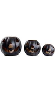 Lanternes à bas prix, lot de 3 lanternes en forme de citrouille avec finition antique en métal, décoration d'Halloween - Product Image 3