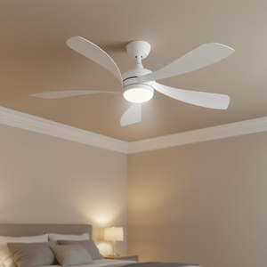 Ventilatore da soffitto moderno da 52 pollici con 5 pale in ABS, telecomando e luce LED bianca per camera da letto, montaggio a filo - Product Image 2