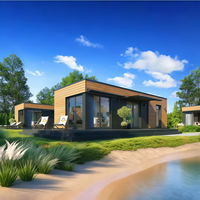 Casa Prefabricada Moderna de Dos Pisos, Villa de Acero Ligero de Lujo, Casa Modular de Acero LGS de 2 Dormitorios con Baño