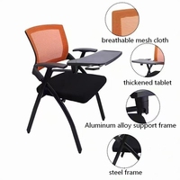 Chaise de bureau moderne pivotante à 360° pour étudiant, avec tablette en plastique, roulettes, pour formation, réunion, conférence, avec tablette d'écriture, pliable, ergonomique, empilable