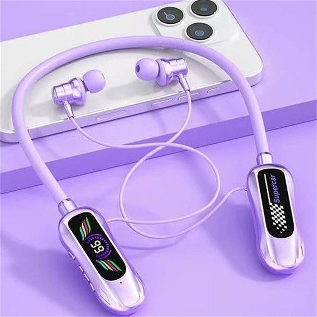New Type-C Stereo Multi-Sound Neckband Wireless Gaming Earphones LED Display Headphones Noise Cancelling Charging CY001
