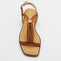 Sandales plates pour femmes à bout carré ouvert avec lanières tressées, style décontracté et tendance, prix d'usine, vente chaude