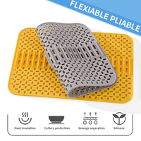 Tapis de drainage rectangulaire en silicone antidérapant, résistant aux hautes températures, écologique, multi-usages pour la cuisine et la vaisselle à la maison