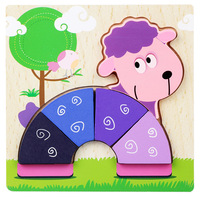 Puzzle Kayu 3D Bentuk Hewan Grosir dalam Kotak untuk Bayi dan Balita, Mainan Edukasi Montessori Balok Bangunan