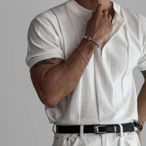 Maglietta Polo a Maniche Corte Vintage da Uomo <span class=keywords><strong>con</strong></span> Logo Personalizzato OEM, Pullover <span class=keywords><strong>Oversize</strong></span>, T-Shirt Lavorata a Maglia, <span class=keywords><strong>Maglione</strong></span> Estivo - Product Image 6