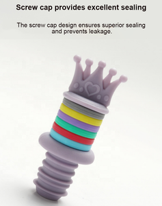 Juego de Tapones para Botellas de Vino y Abalorios para Vasos con Diseño de Flor <span class=keywords><strong>Arco</strong></span>íris, Tapón de Silicona de Grado Alimenticio con Abalorios, Reutilizable para Cerveza y Vino - Product Image 6