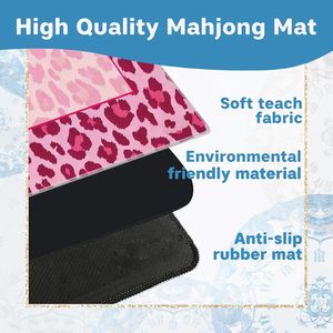 Tapis de mahjong imprimé léopard vibrant, 31,5 pouces, antidérapant, pour poker, jeux de cartes, dominos, motif animal rose magenta - Product Image 3